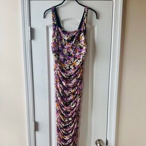 🌸 Lulus Floral Ruched Midi/Maxi Dress – Size M